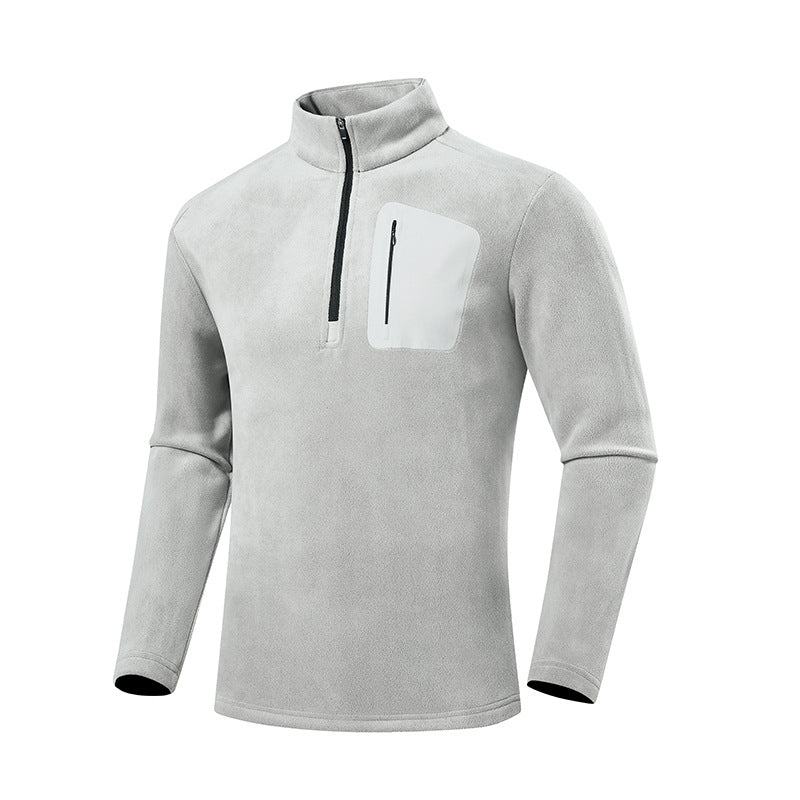 Herren Fleece-Pullover mit Viertel-Reißverschluss und verdeckter Brusttasche Shop Nory