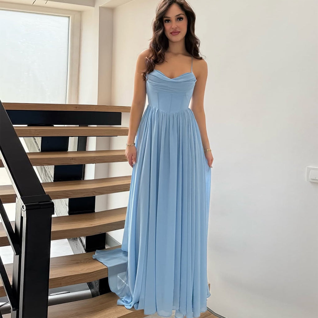 Damen Maxikleid mit zarten Raffungen und eleganter A-Linien-Form Shopnory