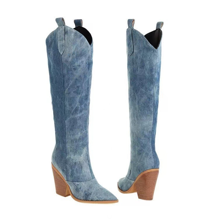 Knöchelhohe bestickte Wildleder- und Kunstleder-Cowboy-Stiefel - Mary