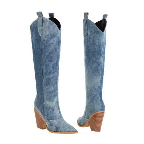 Knöchelhohe bestickte Wildleder- und Kunstleder-Cowboy-Stiefel - Mary