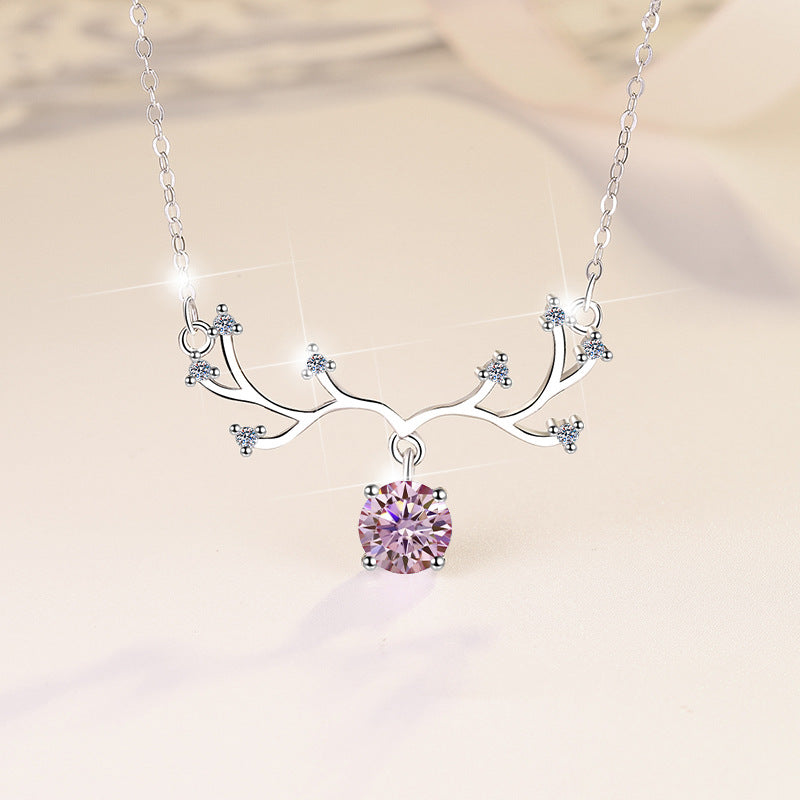 Damen filigrane Halskette mit elegantem Astdesign und funkelndem Kristallanhänger Shop Nory