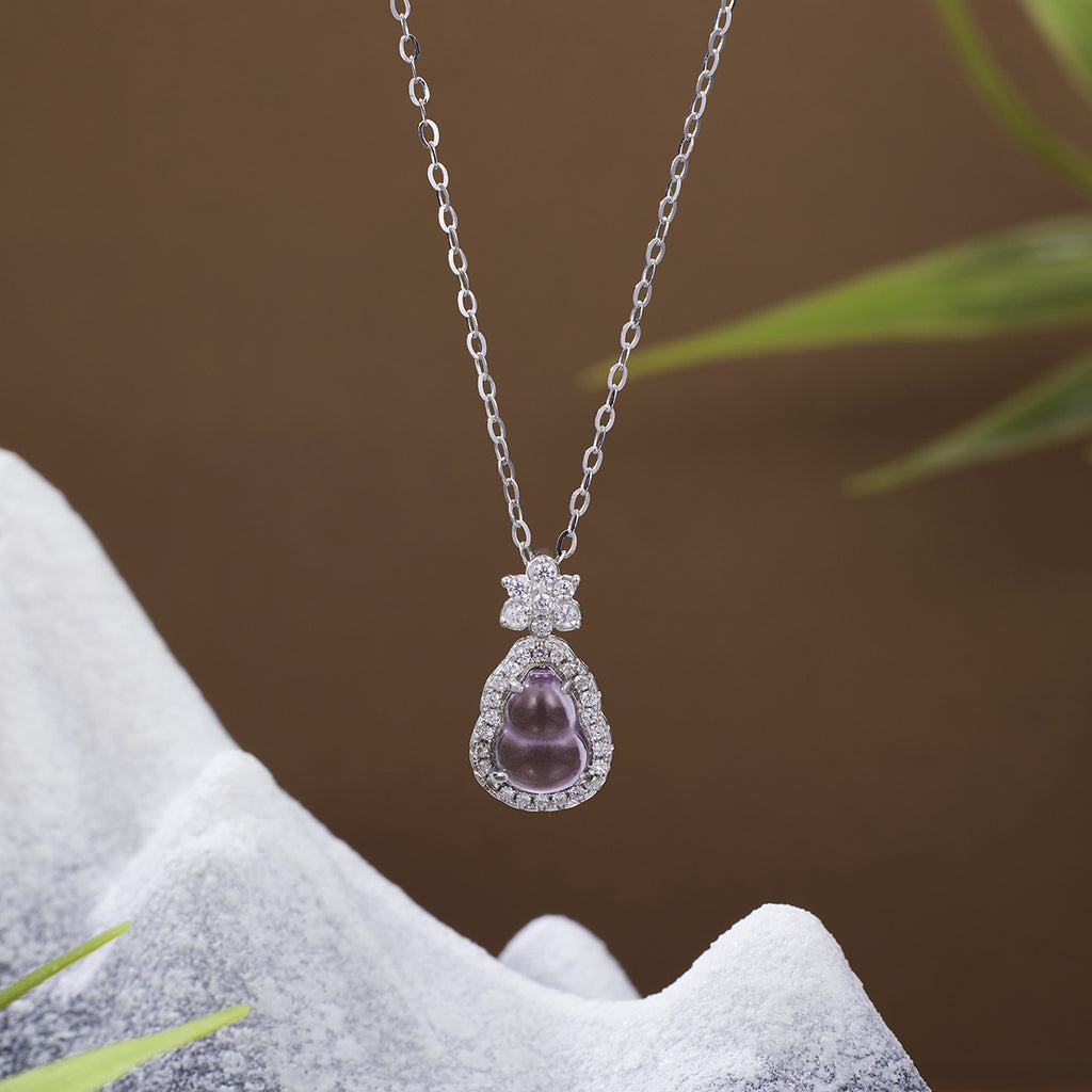 Damen Elegante Halskette mit lila Edelstein und funkelnden Akzenten Shop Nory