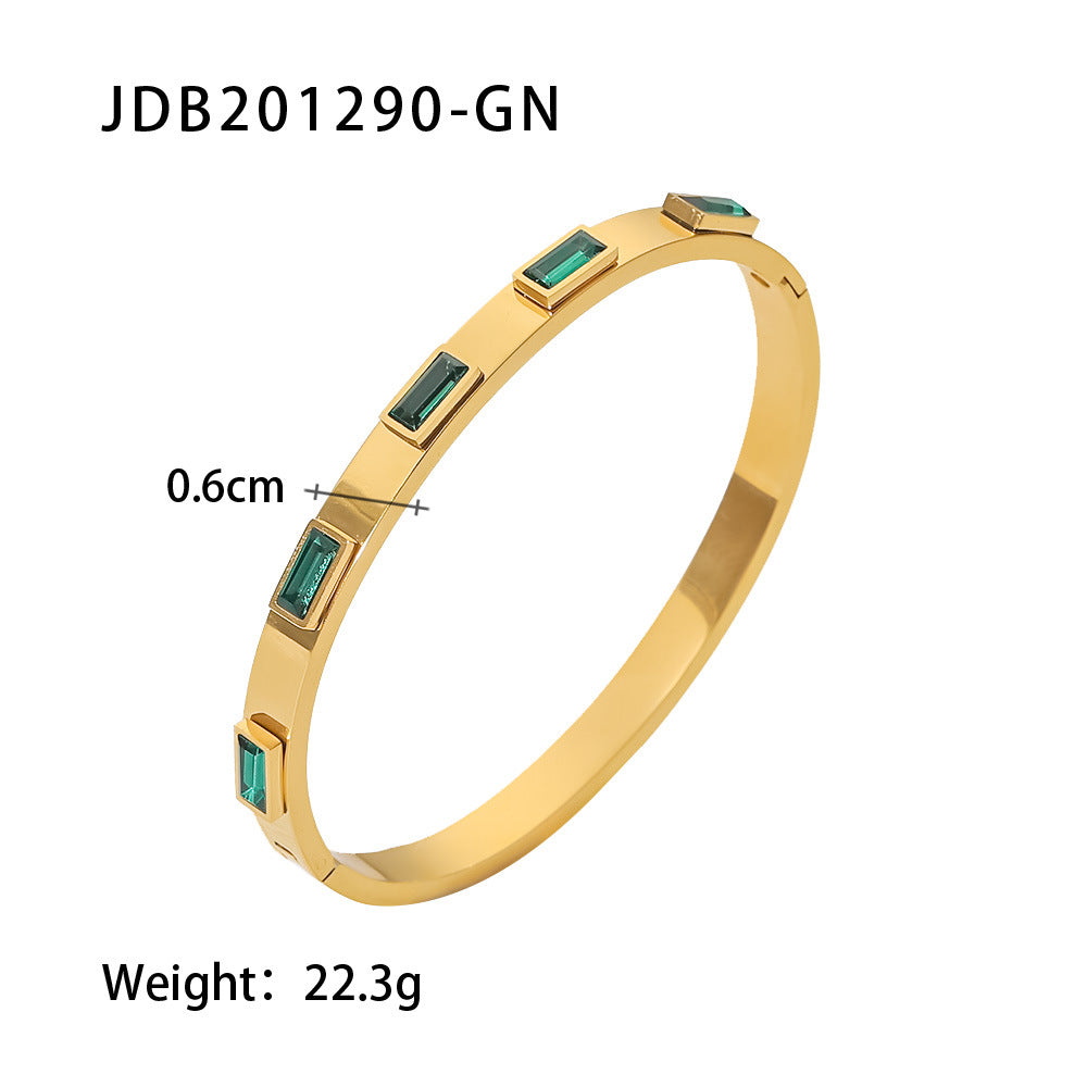 Damen Armreif mit elegantem Zirkonia-Besatz aus hochwertigem Edelstahl Shop Nory