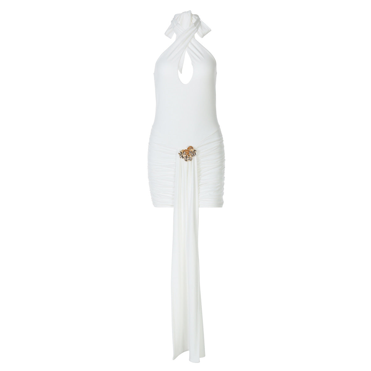 Damen Charmantes Minikleid mit Drapierung und tiefem Ausschnitt
