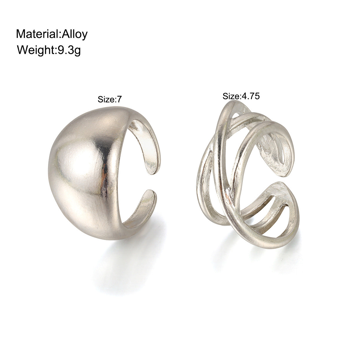 Damen Ring-Set mit künstlerischem, geschwungenem Design Shop Nory