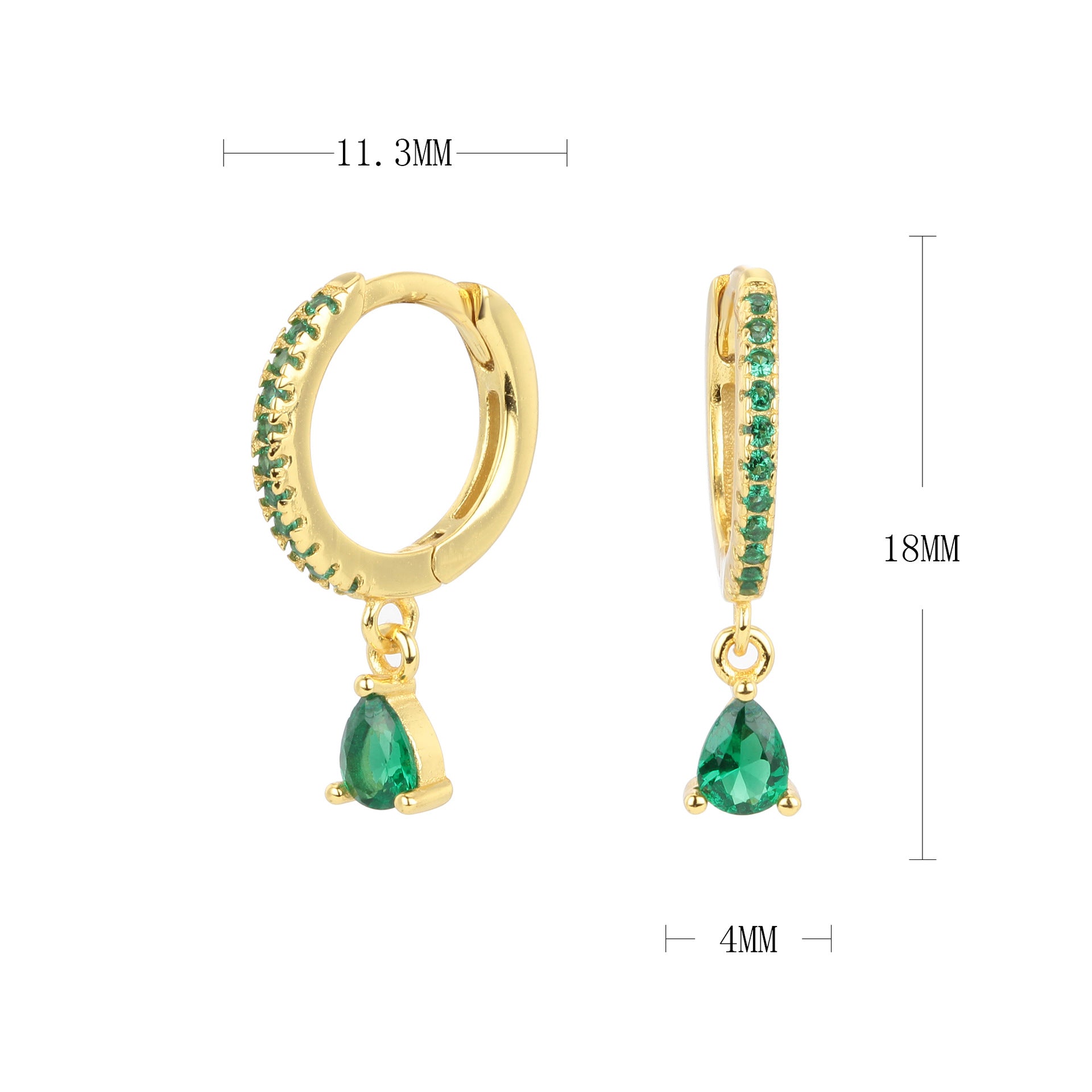 Damen Creolenohrringe mit funkelnden Aqua-Zirkon-Anhängern Shop Nory