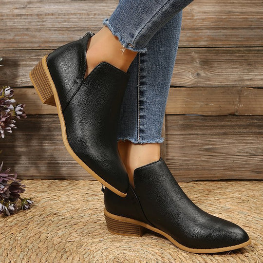 Damen elegante Stiefeletten mit modischem Reißverschluss und komfortablem Fußbett Shopnory