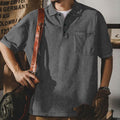 Herren nan locker geschnittenes Baumwoll-Poloshirt mit aufgesetzter Brusttasche und kurzer Knopfleiste
