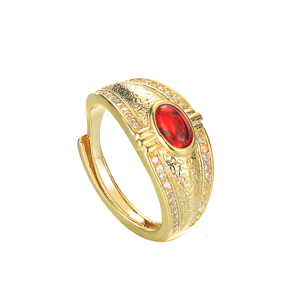 Damen Ring mit funkelndem Stein und kunstvollem goldenen Design Shop Nory