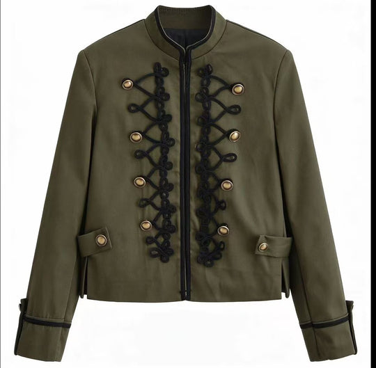 Damen Kurzjacke im Militärstil mit Zierkordeln und Stehkragen Shop Nory
