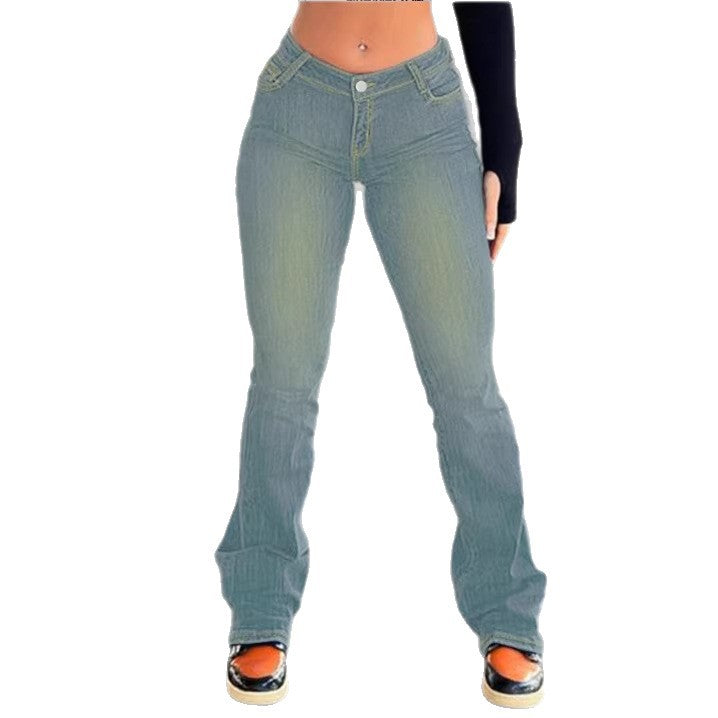 Damen tiefsitzende Sculpting-Bootcut-Jeans mit V-Naht und leichtem Stretch Shop Nory