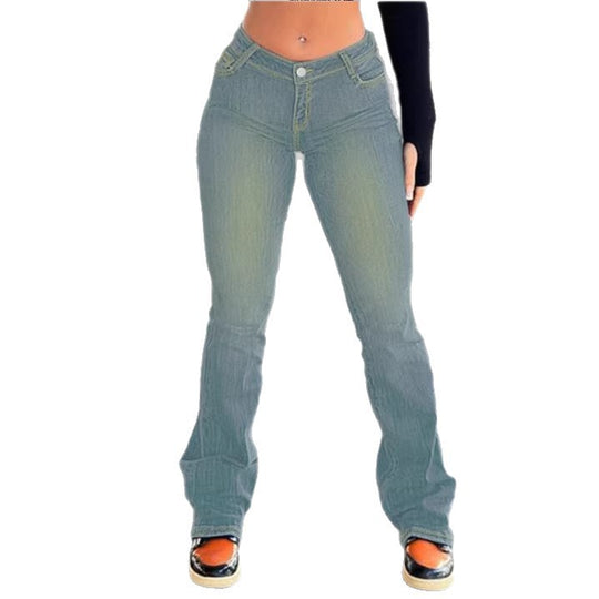Damen tiefsitzende Sculpting-Bootcut-Jeans mit V-Naht und leichtem Stretch Shop Nory