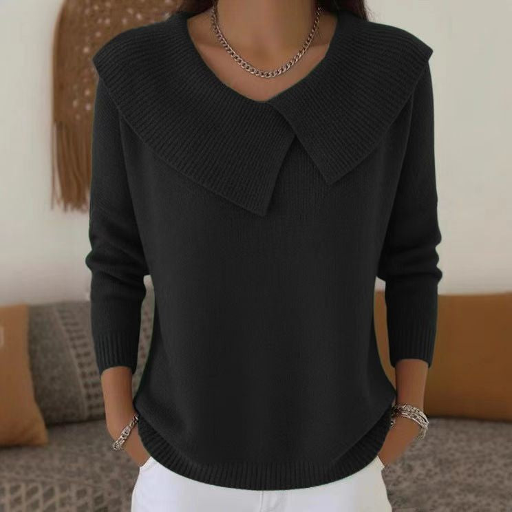 Damen nan grobgestrickter Pullover mit übergroßem Matrosenkragen und gerippten Abschlüssen Shop Nory