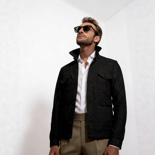 Herren Leichte Fieldjacke aus Baumwoll-Leinen mit Pattentaschen Shop Nory