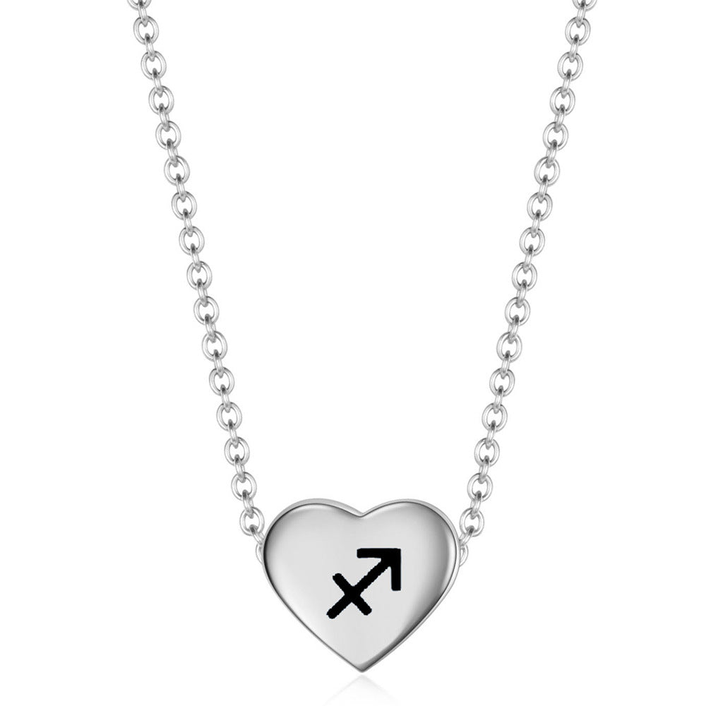 Damen Halskette mit gravierbarem Herzanhänger und astrologischem Symbol Shop Nory