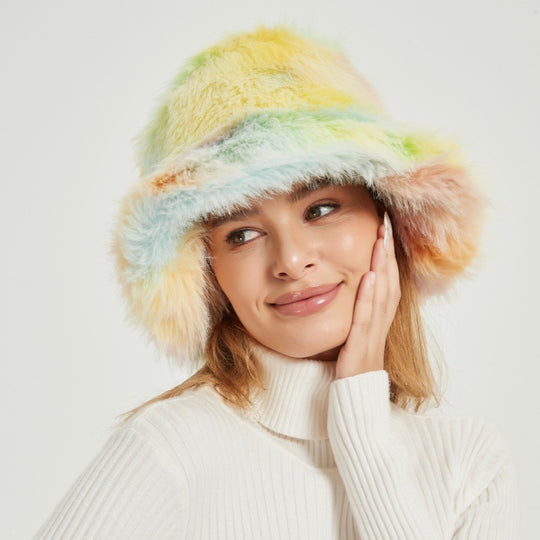 Damen Flauschiger Bucket‑Hut aus hochwertigem Kunstpelz mit Teddy‑Textur Shop Nory