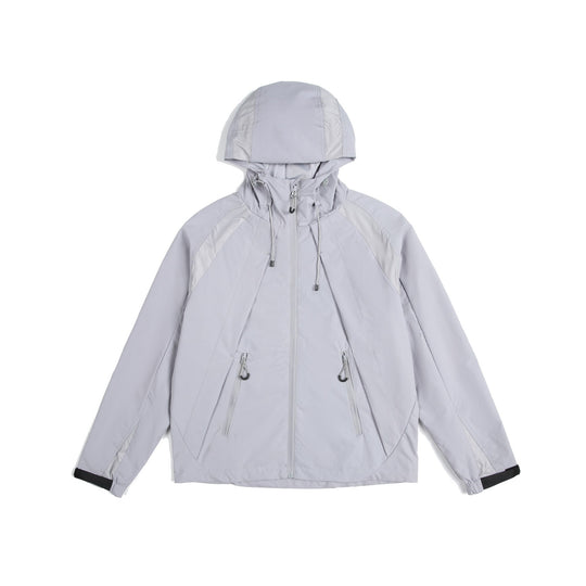 Unisex Leichte Regen- und Softshell-Jacke mit Kapuze, verstellbaren Saum- und Reißverschlusstaschen Shop Nory