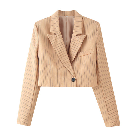 Damen Zweiteiliges Cropped-Blazer- und Hochbund-Bundfaltenhose-Set Shop Nory