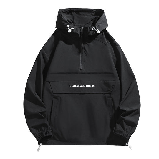 Damen Kapuzen-Anorak mit halbem Reißverschluss, Kängurutasche & verstellbarem Saum Shop Nory