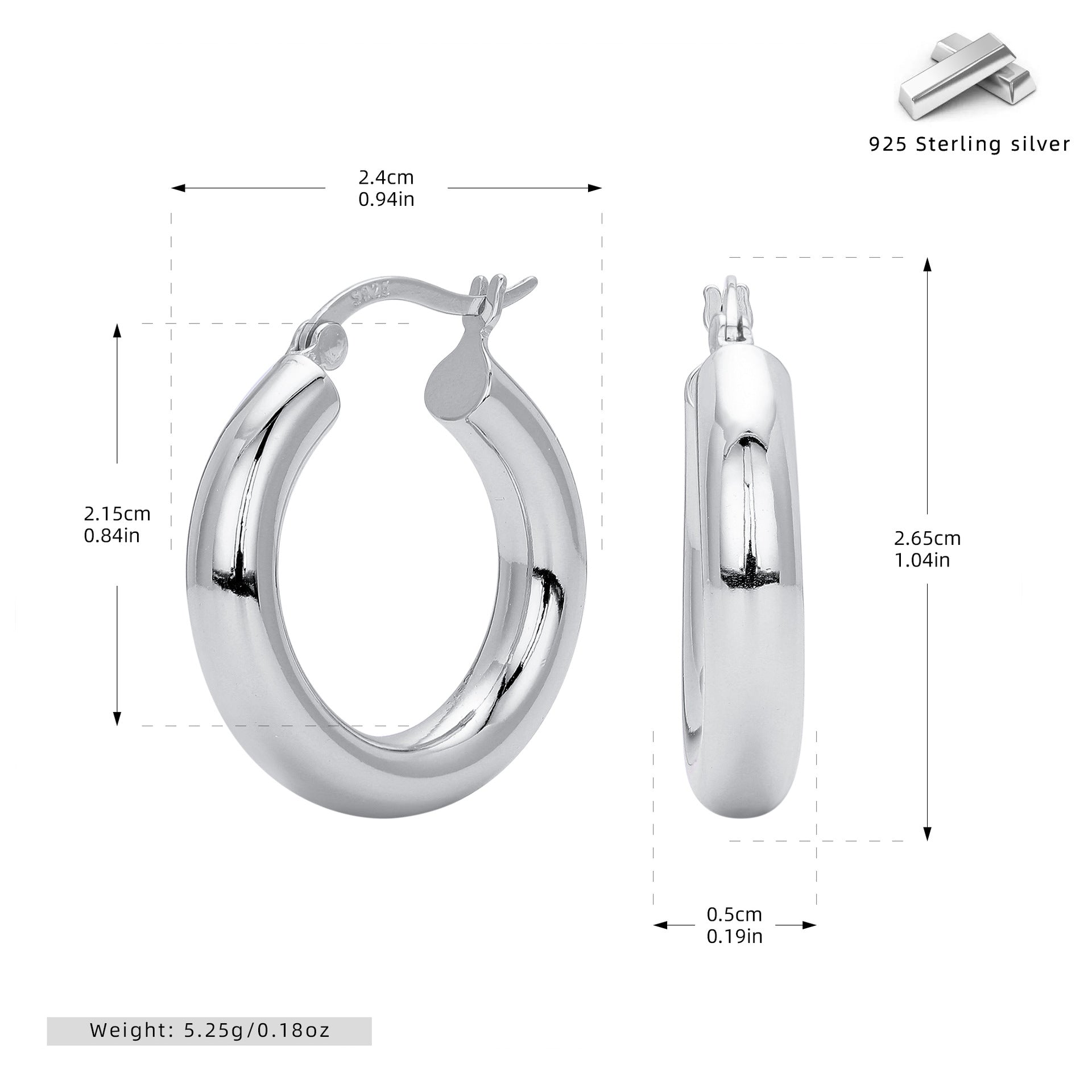 Damen Creolen mit sanft geschwungenem Design aus hochwertigem 925 Sterling Silber Shop Nory
