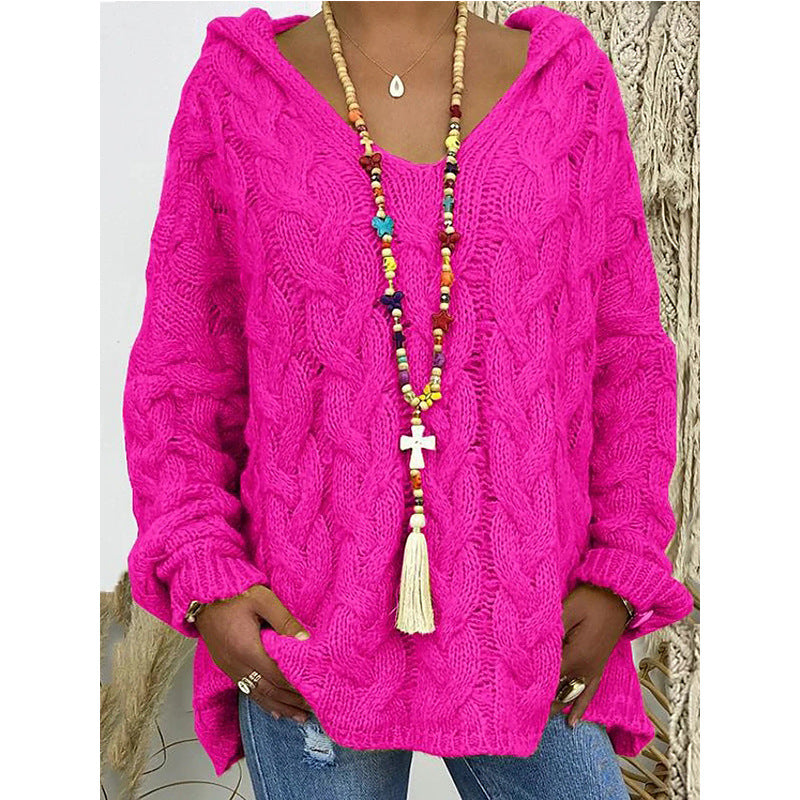 Damen nan grob gestrickter Kapuzenpullover mit Zopfmuster und weitem Oversize-Schnitt Shop Nory