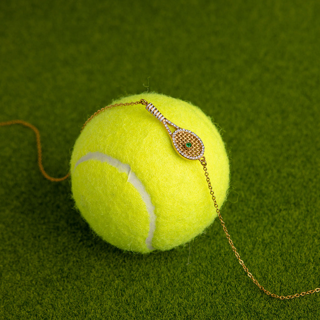 Damen Halskette mit Tennis-Racket-Anhänger aus hypoallergenem Edelstahl und eleganter Zirkonia-Verzierung Shop Nory