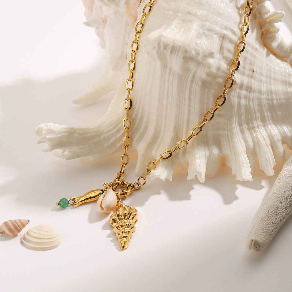 Damen elegante Halskette mit Muschel-Anhänger Shop Nory