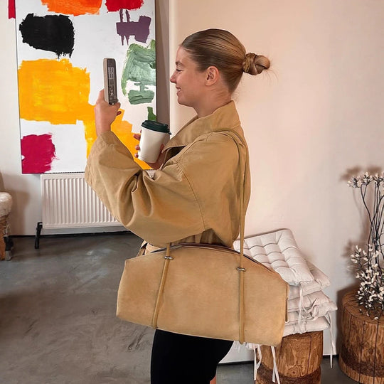 Damen Kurze Taillierte Canvas-Jacke mit Bindegürtel und überschnittenen Schultern Shop Nory