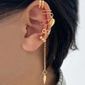 Damen Ohrcuff mit elegantem Blätterdesign und feinen Kettenakzenten Shop Nory