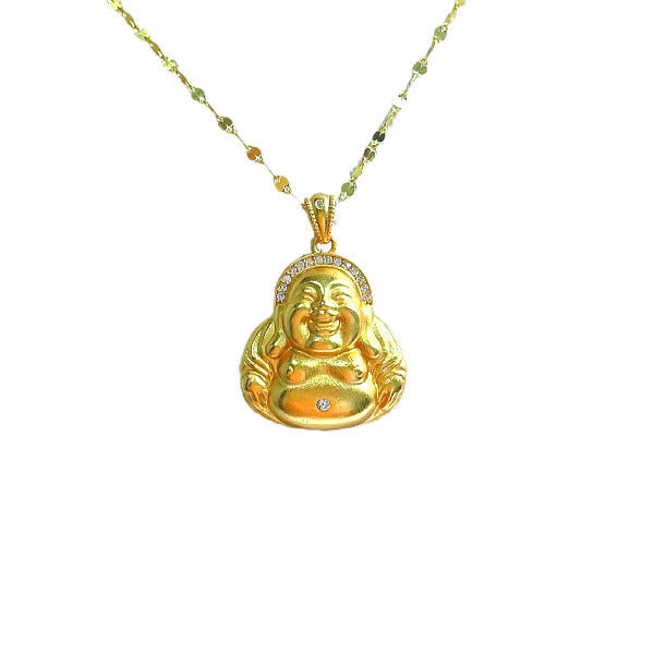 Damen Halskette mit Buddha-Anhänger und hochwertigem Strass-Besatz Shop Nory