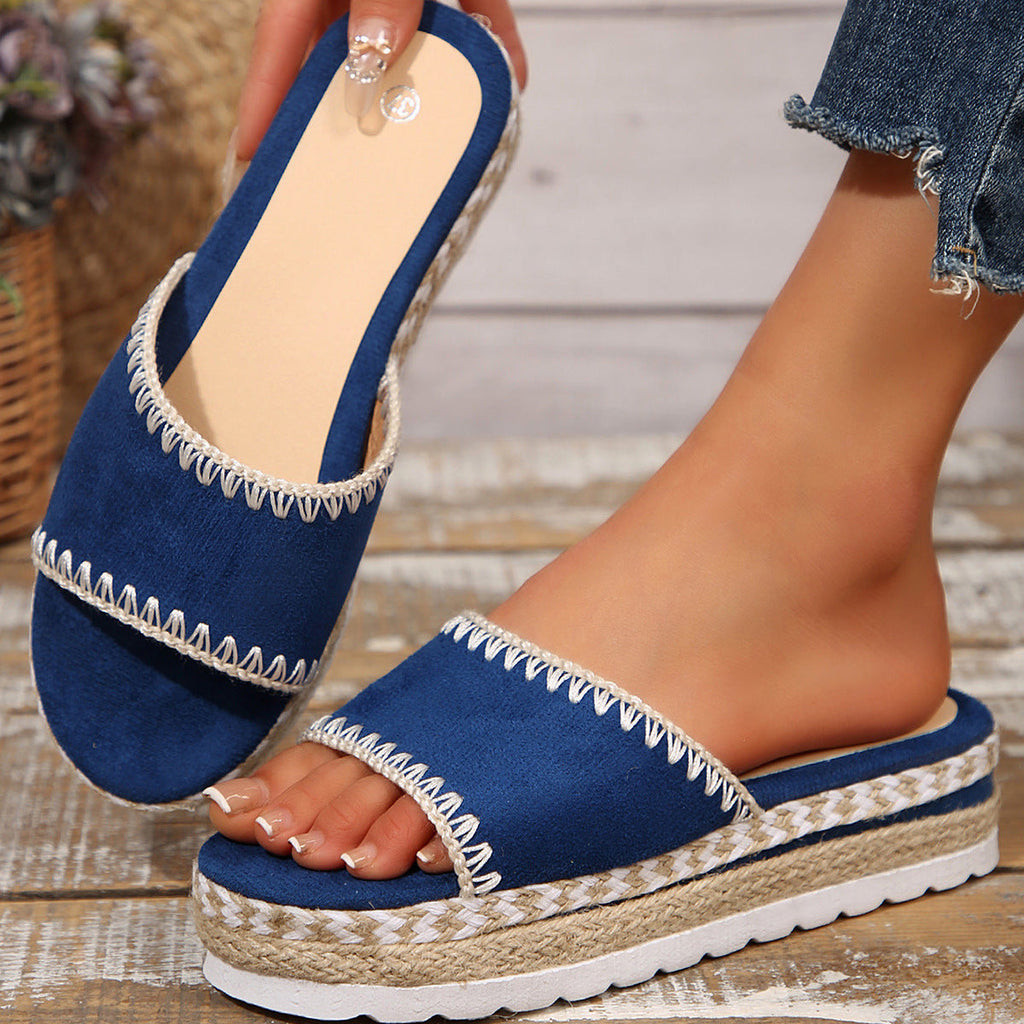 Damen Espadrille-Slipper mit geflochtenem Absatz
