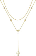 Damen moderne Layered Halskette mit funkelndem Kreuz-Anhänger und eleganter Kette Shop Nory