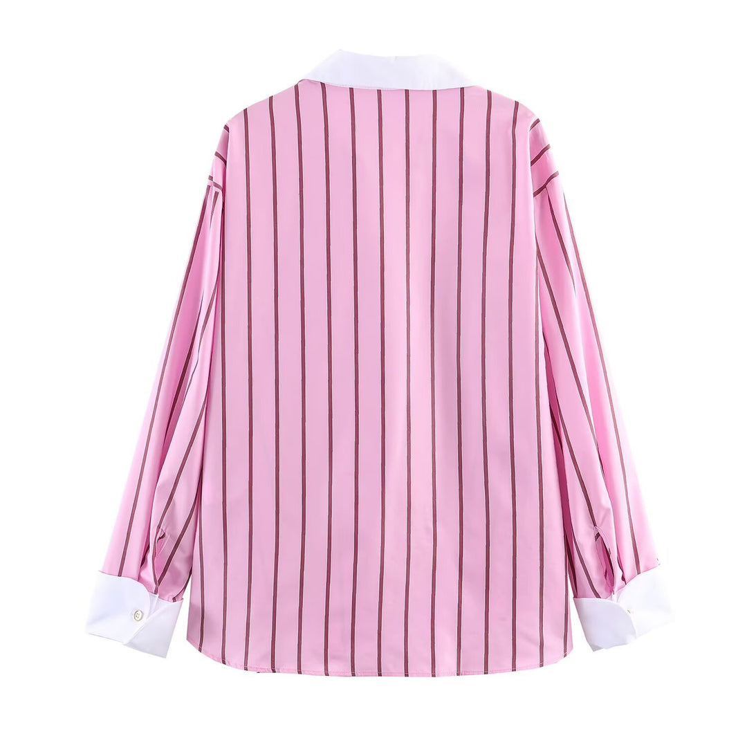 Damen nan oversized Hemd mit Kontrastkragen und Manschetten Shop Nory