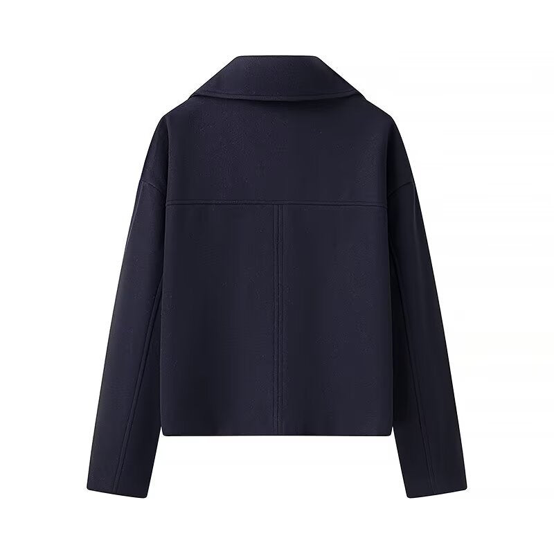 Damen Kurzer Zweireihiger Boxy-Peacoat aus Wollmix mit weitem Revers Shop Nory
