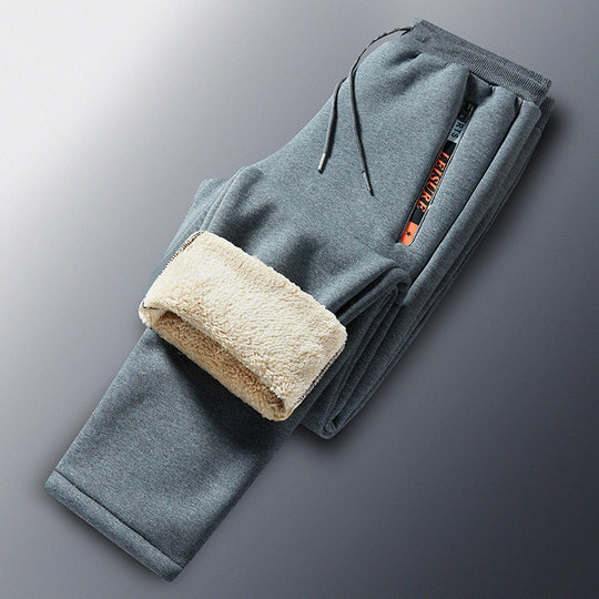 Herren Winterliche Fleece-Jogginghose mit Teddyfutter, elastischem Bund und Reißverschlusstaschen Shop Nory