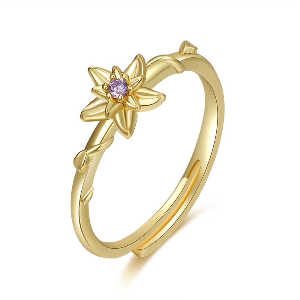 Damen Zarter Blumenring mit funkelndem Stein Shop Nory