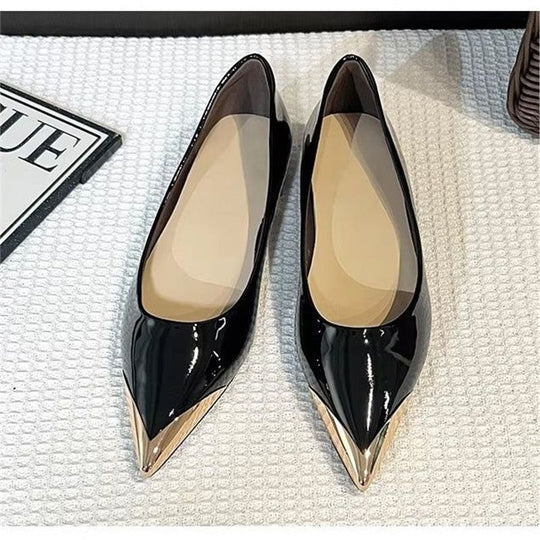 Damen Spitz zulaufende Pumps mit Leo-Veloursoptik und metallischer Kappenspitze Shop Nory