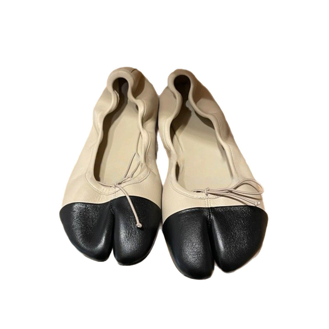 Damen Ballerinas mit abgerundetem Zehenbereich und schnürbarem Detail