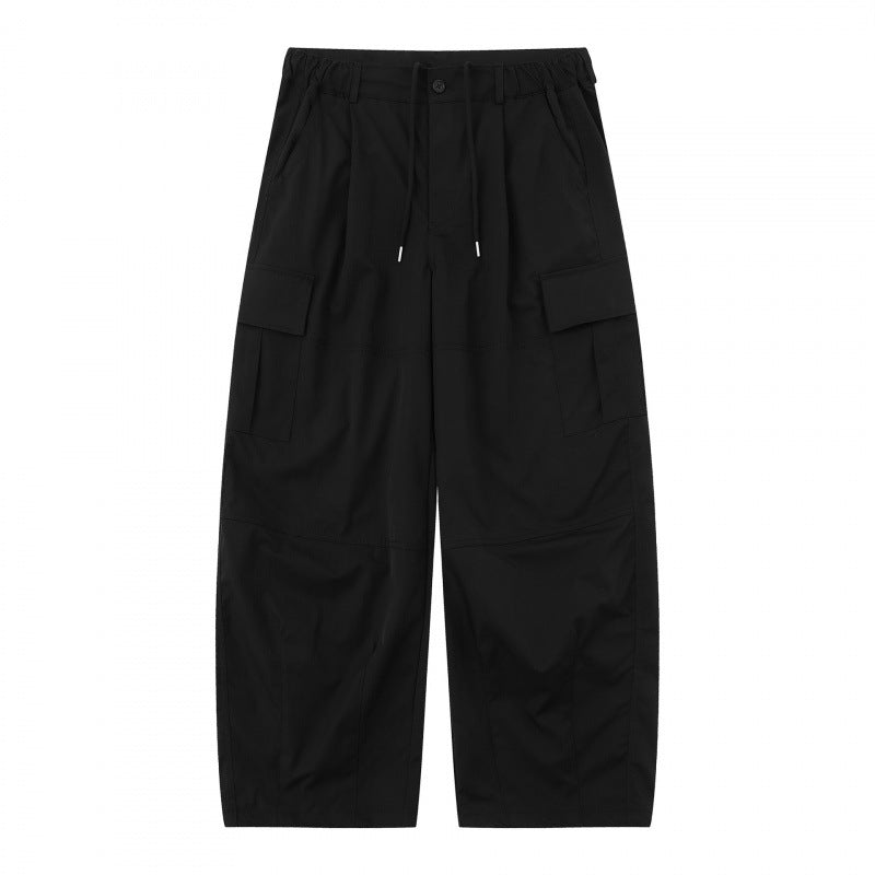 Herren Locker geschnittene Cargo-Hose mit hohem Bund, Kordelzug und aufgesetzten Klappentaschen Shop Nory