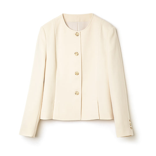 Damen Kurzblazer mit Rundhalsausschnitt und tonalen Ziernähten Shop Nory