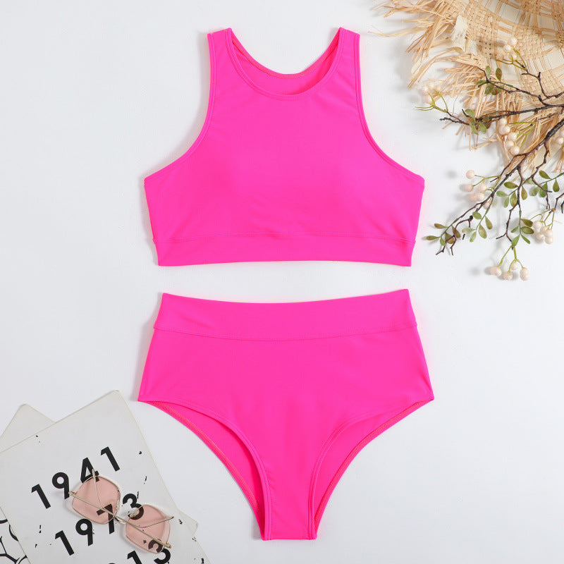 Damen Bikini-Set mit hohem Bund und sportlichem Oberteil Shopnory
