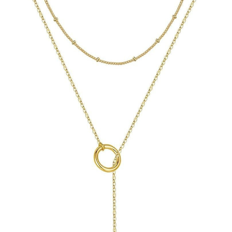 Damen moderne Layered Halskette mit funkelndem Kreuz-Anhänger und eleganter Kette Shop Nory