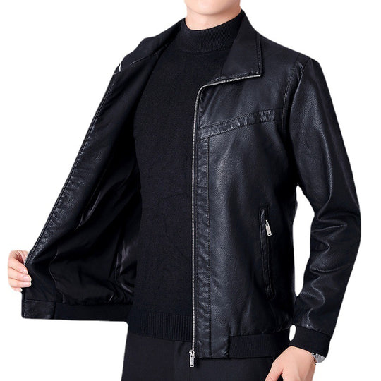 Herren Kunstleder-Bomberjacke im Aviator-Look mit Stehkragen und Reißverschluss Shop Nory