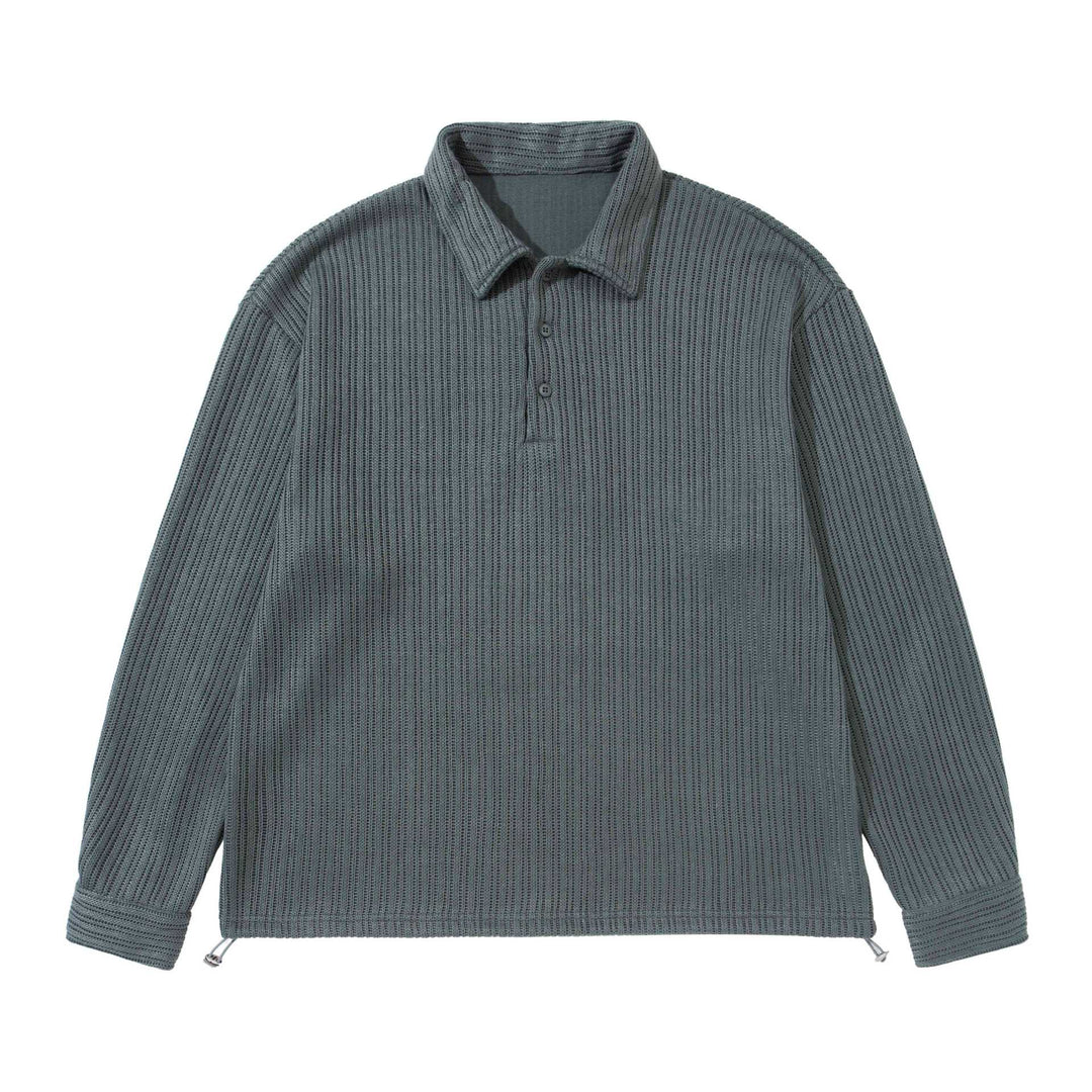 Herren Strukturiertes Poloshirt-Strickpullover mit Knopfleiste und Waffelstrick Shop Nory