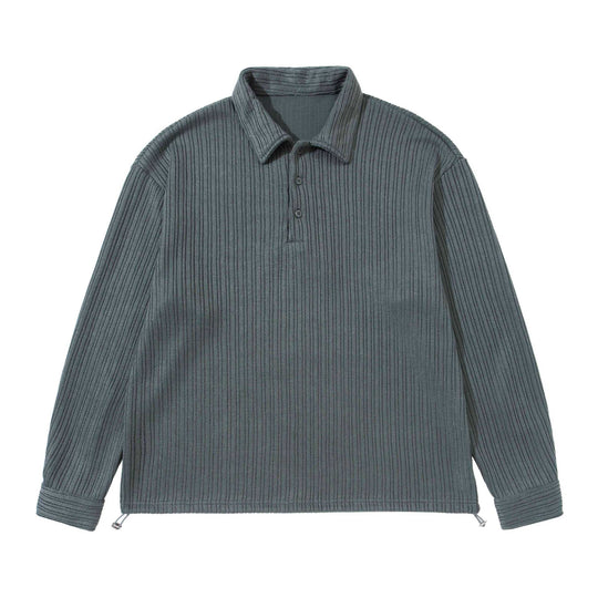 Herren Strukturiertes Poloshirt-Strickpullover mit Knopfleiste und Waffelstrick Shop Nory