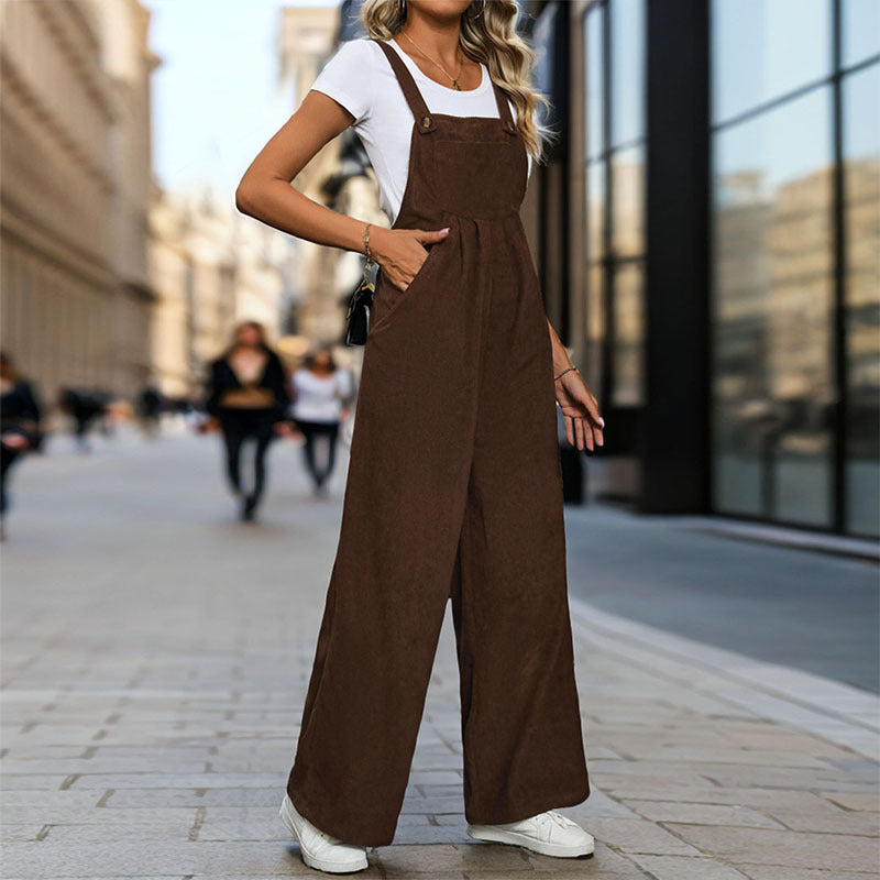 Damen Weite Latzhose mit hoher Taille und verstellbaren Trägern Shop Nory