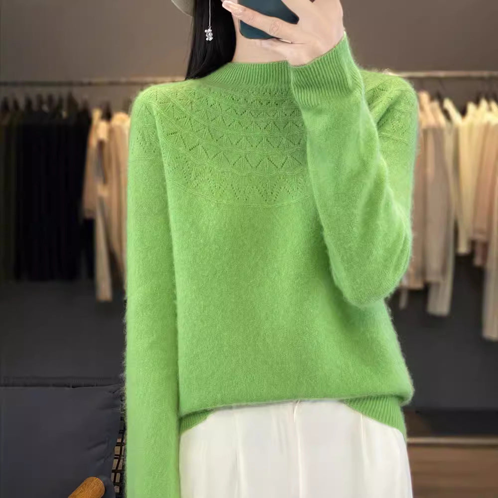 Damen Kuscheliger Mohair‑Optik Pullover mit Zierstruktur am Oberteil und Stehkragen Shop Nory