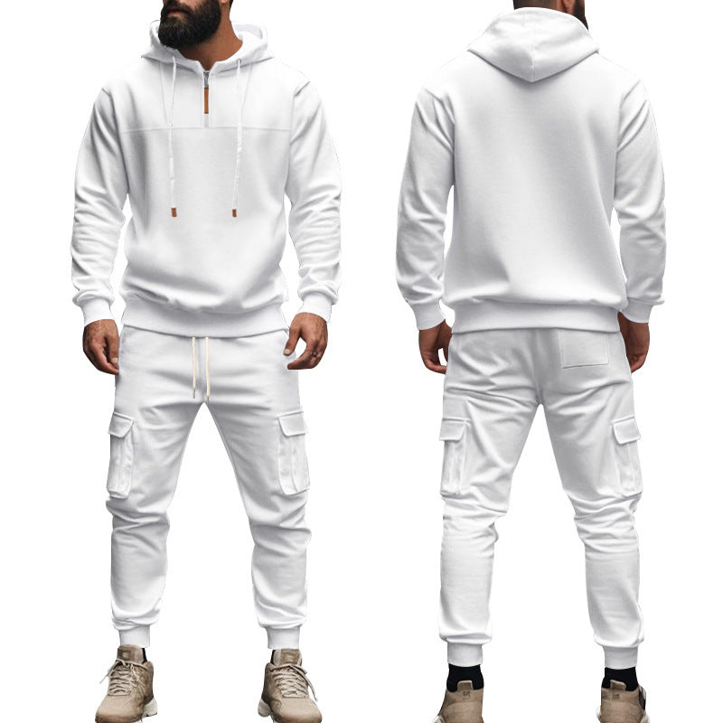 Herren nan Cargo-Joggingset mit Halbzip-Kapuzenpullover und Kordelbund-Cargohose Shop Nory