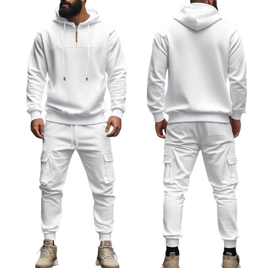 Herren nan Cargo-Joggingset mit Halbzip-Kapuzenpullover und Kordelbund-Cargohose Shop Nory