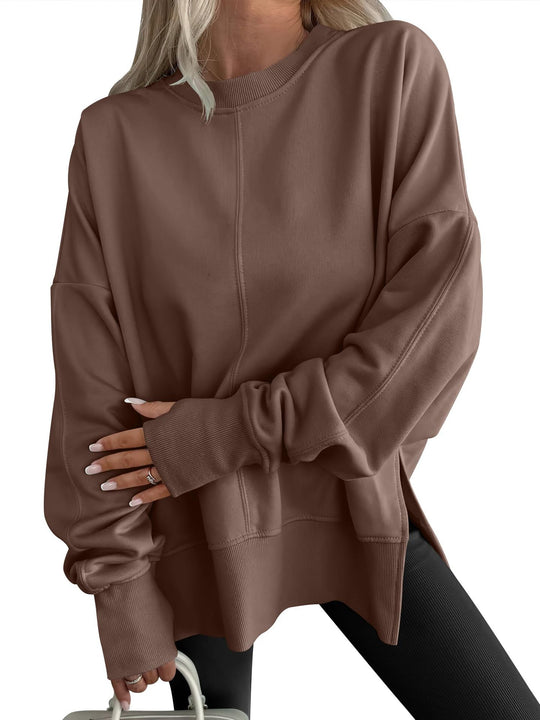 Damen Oversize-Sweatshirt mit Mittelnähte, Rundhals und überschnittener Schulter Shop Nory